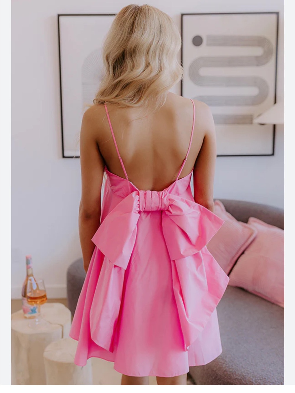Zara Hot Pink Mini Dress with Back Tie